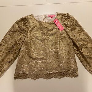 Lilly Pulitzer Gold Lace Top